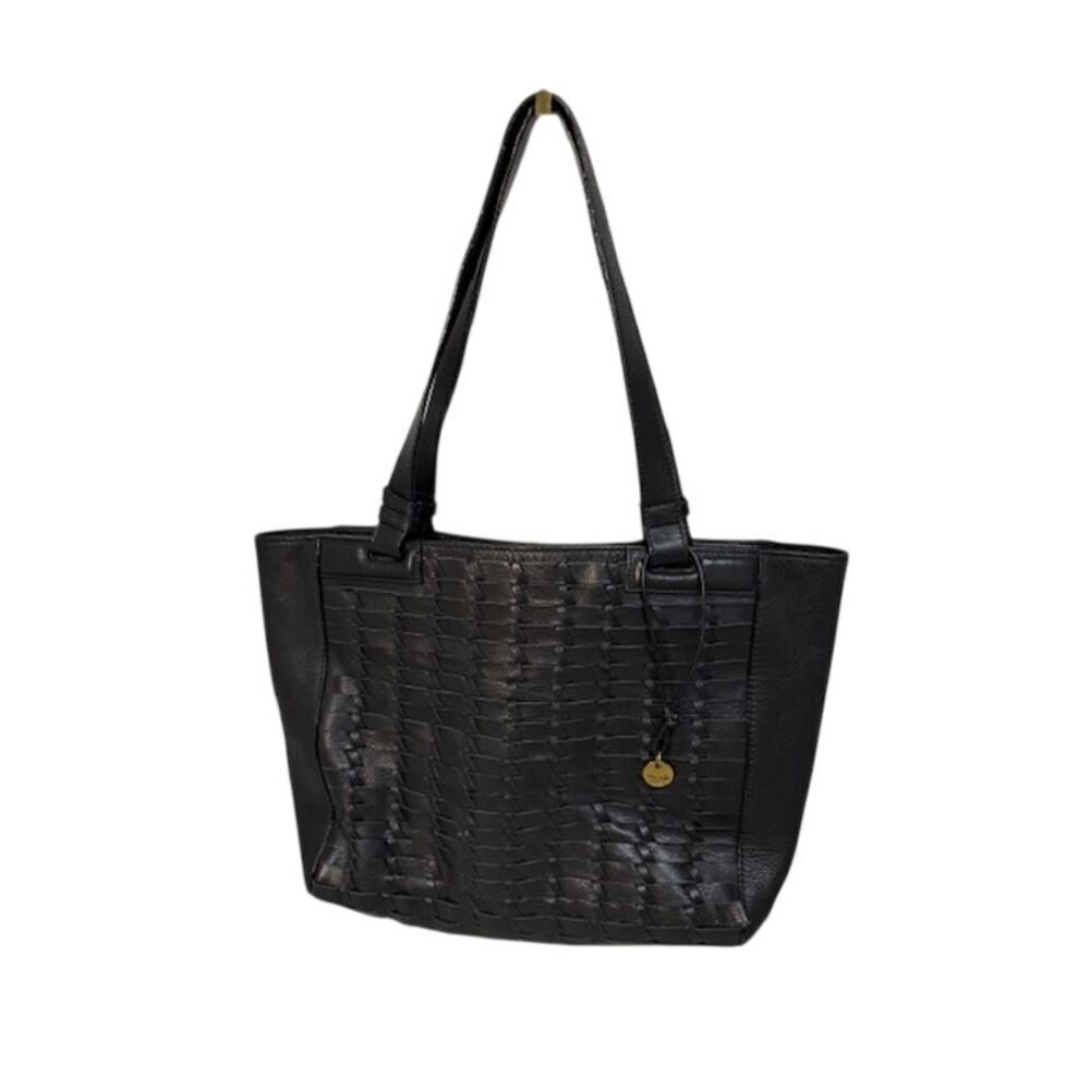 The Sak Black Leather Woven Tote 16" by 9"